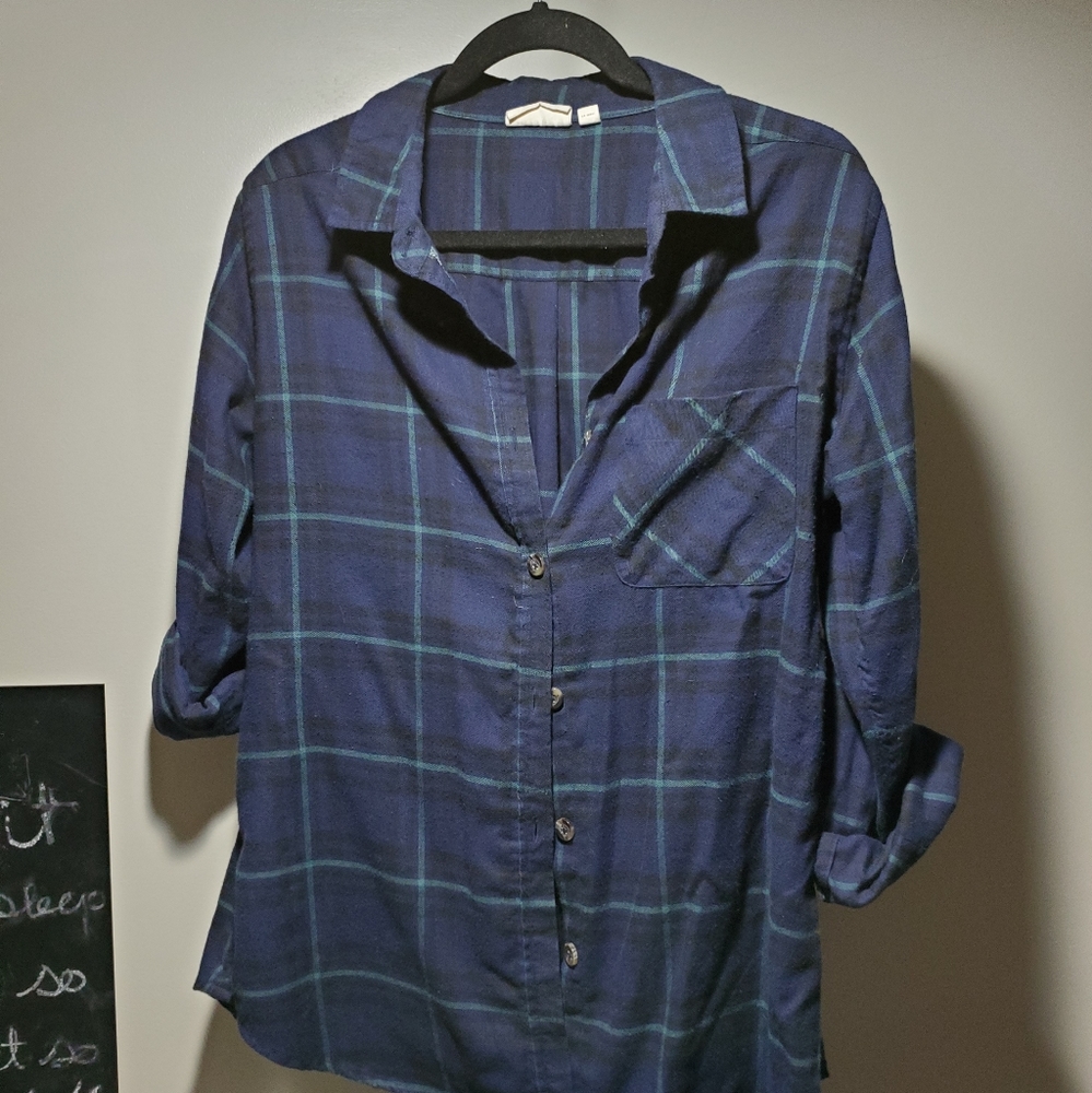 Blue & Green Flannel Womens Large